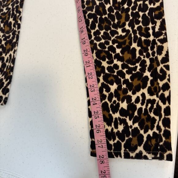 J Crew Corduroy Pants Womens 27 Brown Leopard Print 10" Toothpick Ankle Stretch - Picture 13 of 14